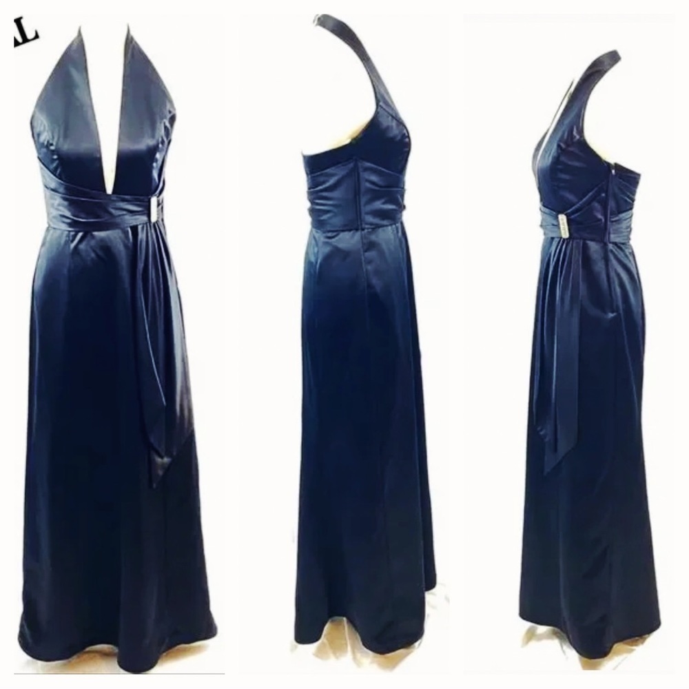 David's Bridal Black Halter Neck Formal Prom Bridesmaid Dress size 6